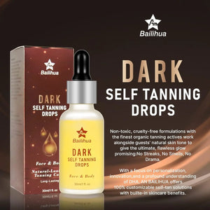 Self Tanner for Face and Body, Dark Self Tanning Drops,Natural Sunless Tanning drops for Perfect Golden Glow 30ml